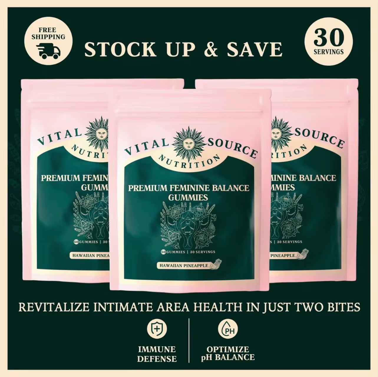 Vital Source Feminine Balance Gummies - Hawaiian Pineapple 60 Count