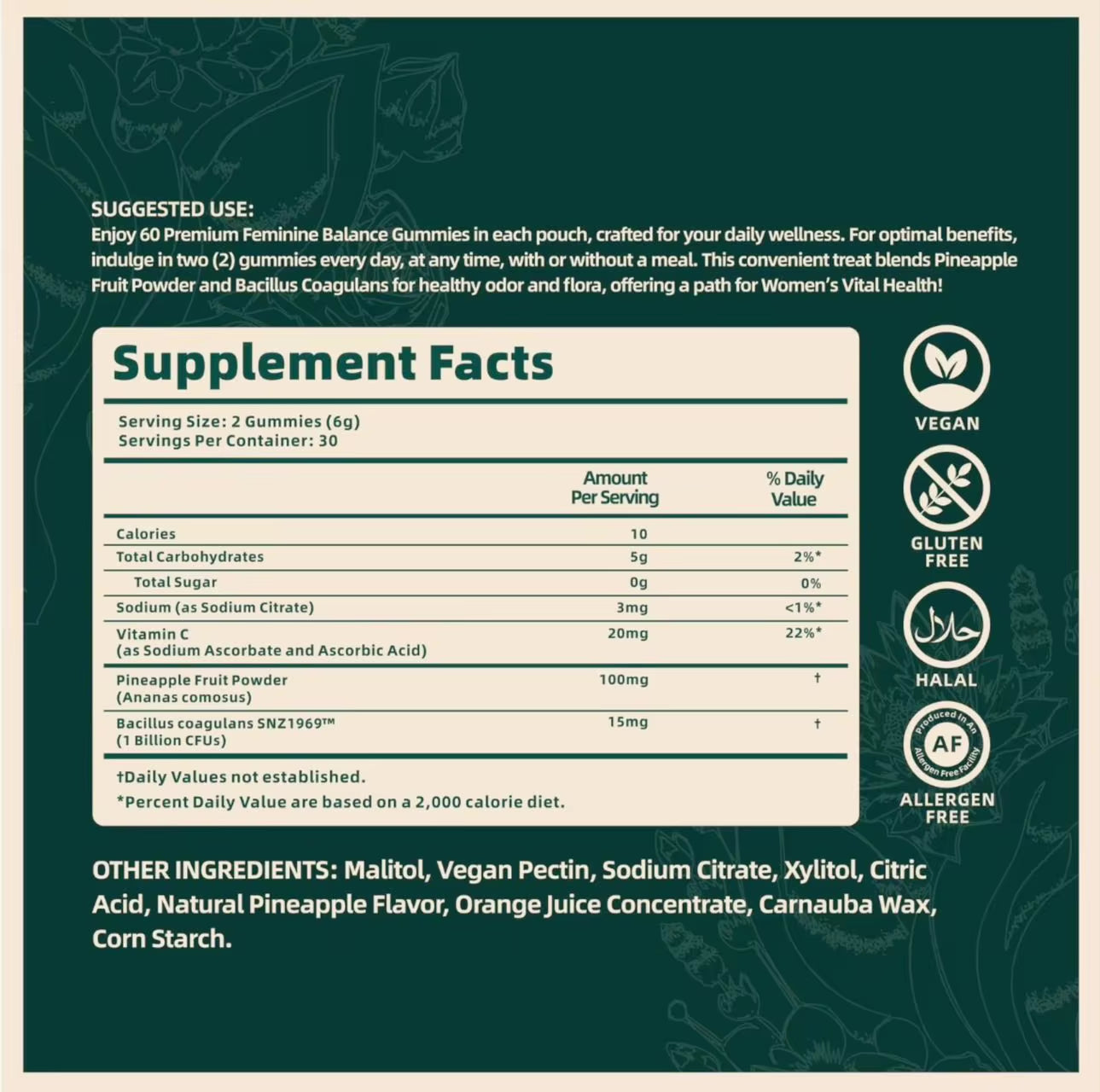 Vital Source Feminine Balance Gummies - Hawaiian Pineapple 60 Count