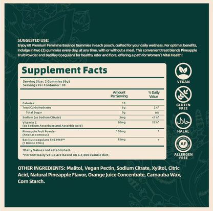 Vital Source Feminine Balance Gummies - Hawaiian Pineapple 60 Count